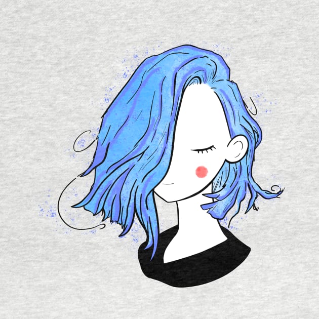 Pretty girl short hairstyles - full blue black by Uwaki